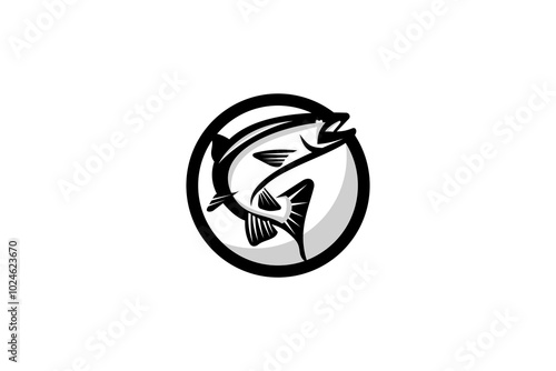 Flying Fish Wildlife Black Colored Illustration Design Silhoutte