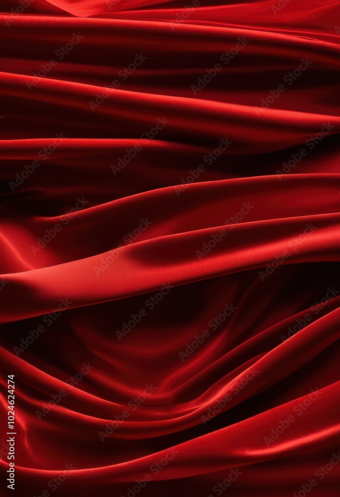 Obraz premium striking composition vibrant red fabric layers creating bold visual impact rich tactile texture, pattern, shine, drapery, soft, bright, contrast, elegant