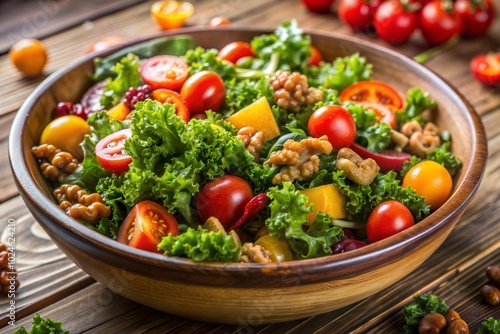 Healthy salad with tomatoes nuts and greens perfect for nutritious meal