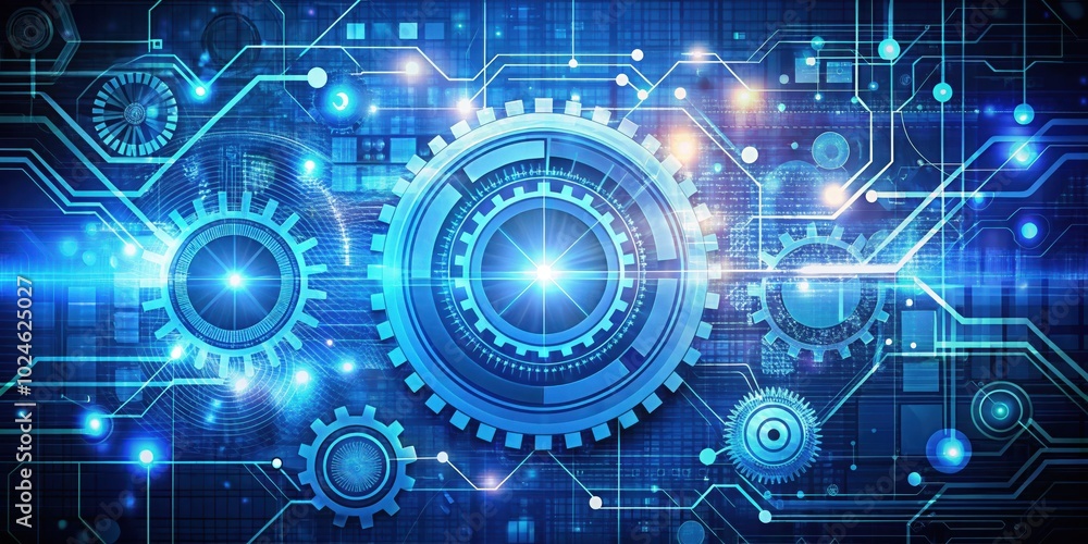 Abstract digital background featuring intricate gears, glowing circuitry, and a futuristic design aesthetic. Abstract digital background featuring intricate gears, glowing circuitry, and a futuristic design aesthetic.