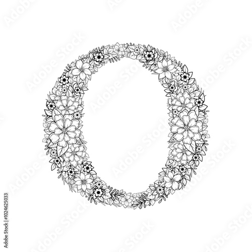 Vector handmade alphabet. Letters are made from branches of flowers.