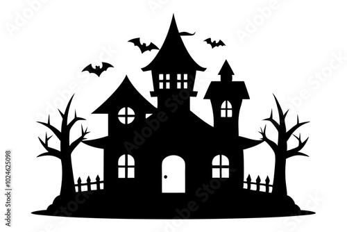 Halloween house | vector silhouette illustration on white background