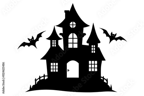 Halloween house | vector silhouette illustration on white background