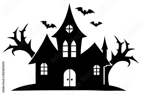 Halloween house | vector silhouette illustration on white background