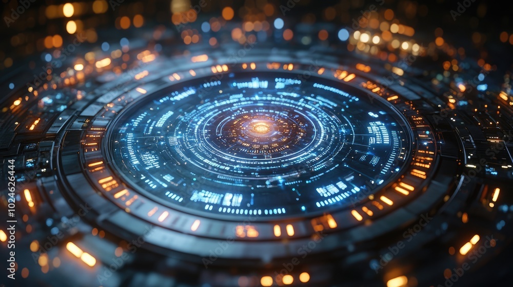 Abstract Circular Design with Glowing Lights Abstract Circular Design with Glowing Lights