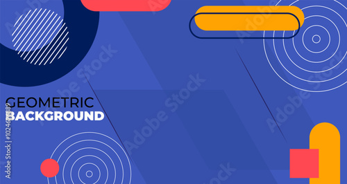 Dynamic design banner shape Blue Dark background concept, Abstract geometric line solid color Red and orange element design good for used on posters, banner, web and any more