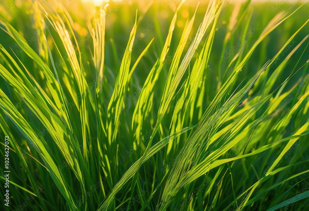 Obraz premium close exploration vibrant green grass textures highlighting natural patterns details lush greenery, nature, leaf, closeup, plant, macro, outdoor, lawn