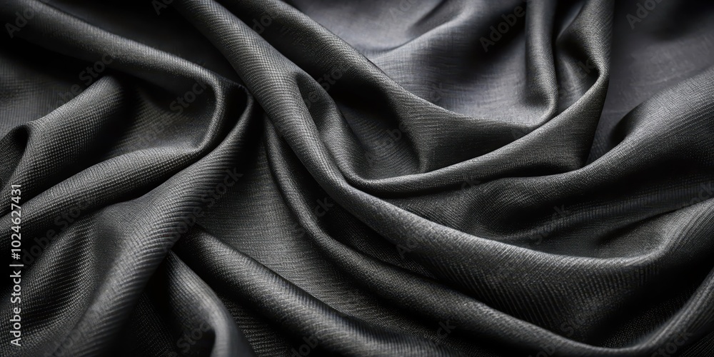 Obraz premium The smooth, elegant folds of a black fabric, revealing a delicate texture and soft sheen.