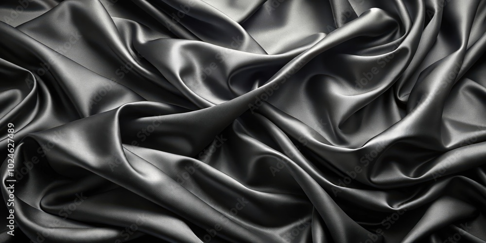 A Smooth, Dark Gray Fabric with Subtle Texture, Draped and Flowing in Gentle Waves A Smooth, Dark Gray Fabric with Subtle Texture, Draped and Flowing in Gentle Waves