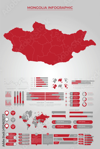 MONGOLIA Map Template with Business Infographic Elements