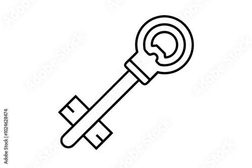 Old key icon | vector silhouette illustration on white background