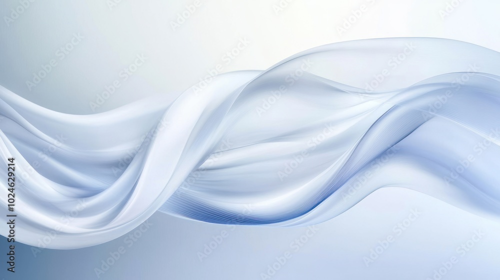 Abstract blue wave with soft, flowing lines on a light gray background. Abstract blue wave with soft, flowing lines on a light gray background.