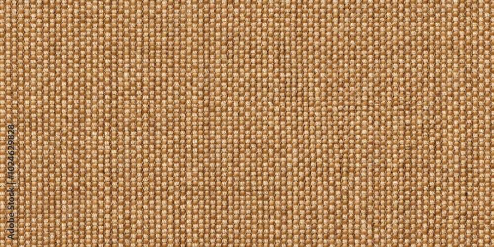 Fototapeta premium A close-up view of a tightly woven fabric with a textured pattern of interlaced beige and light brown threads, showcasing the intricate details of the weave.