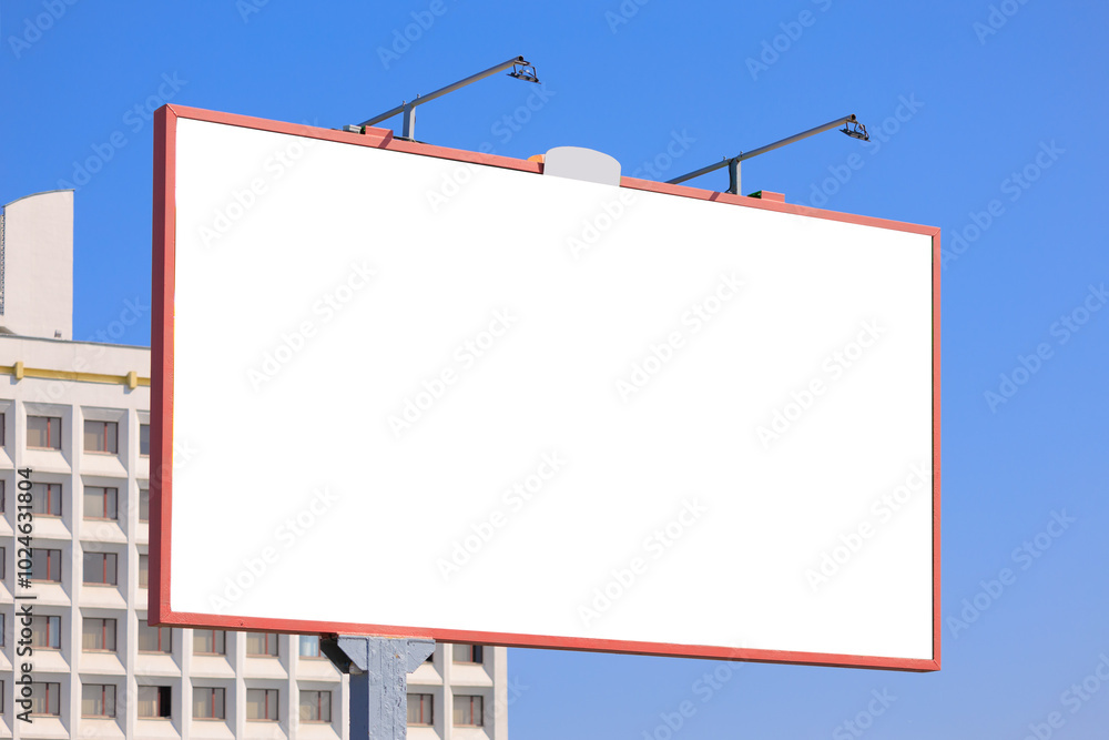 Background for design. Advertising billboard along the road in the city on a sunny day Background for design. Advertising billboard along the road in the city on a sunny day