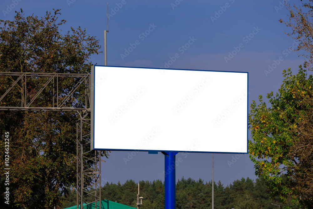 Background for design, white billboards on city streets and along roads Background for design, white billboards on city streets and along roads