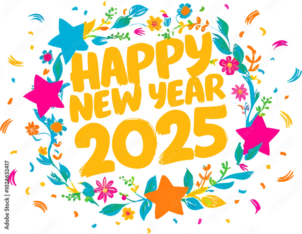 Happy New Year 2025 Colorful Festive Greeting Happy New Year 2025 Colorful Festive Greeting