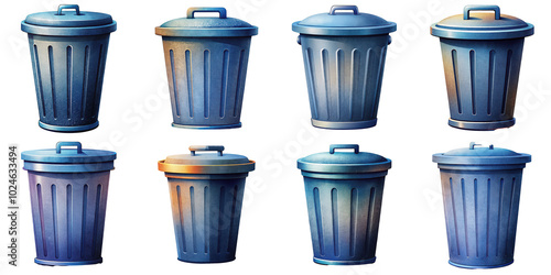 Wallpaper Mural Cartoon illustration set of trash can with Grainy Textures. isolate on a white background. PNG
 Torontodigital.ca