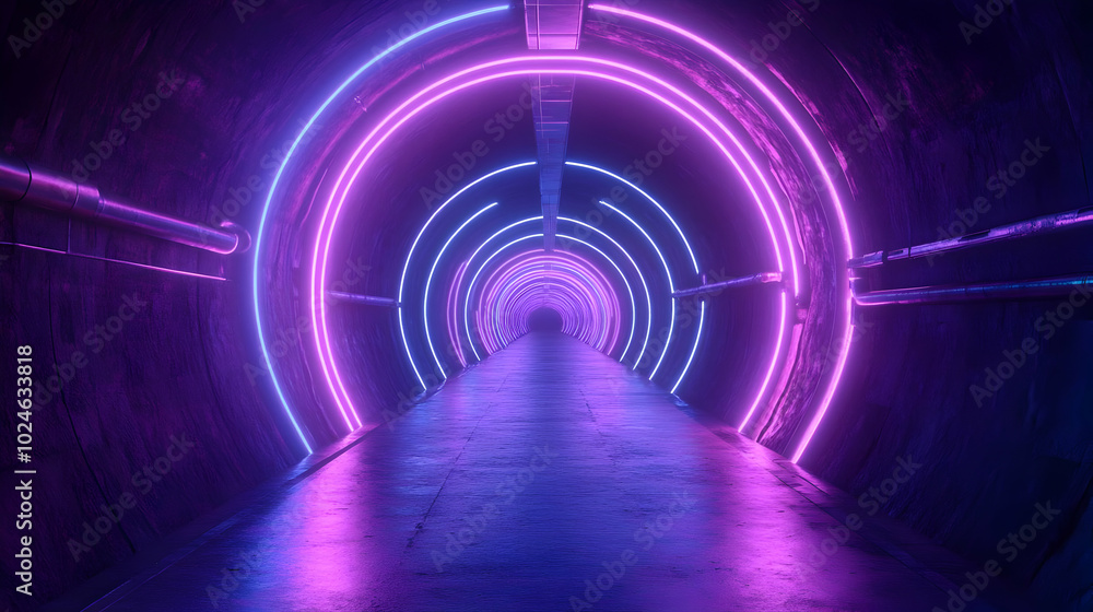 Neon Circle Tunnel 3D Render Neon Circle Tunnel 3D Render