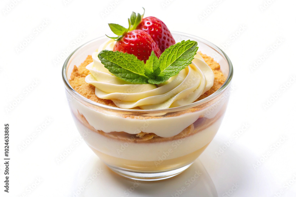 Creamy dessert,isolated on white background Creamy dessert,isolated on white background
