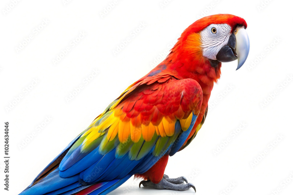 Full body scarlet macaw,isolated on white background Full body scarlet macaw,isolated on white background