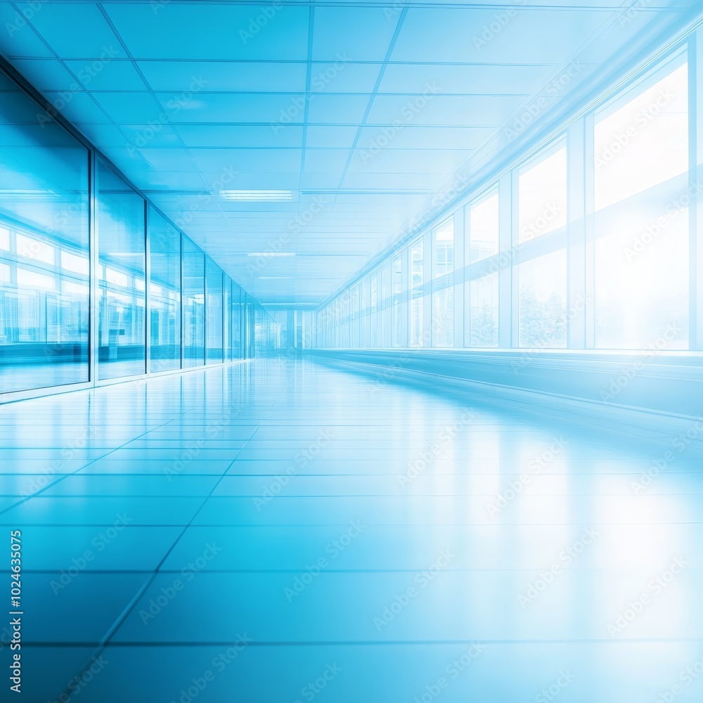 Bright Empty Hallway With Windows, Modern Architecture, Business Background. Minimalism Interior Bright Empty Hallway With Windows, Modern Architecture, Business Background. Minimalism Interior