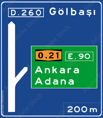 Warning Signs, Turkey Highway Standard Traffic Signs (Turkish: Karayollari Standart Trafik Isaret Levhalari, Tehlike Uyari Isaretleri, Kaplama Ustu Yon Levhasi) 