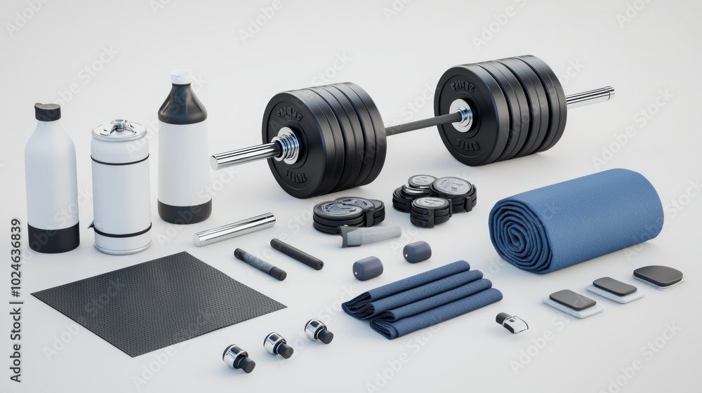 Adjustable Dumbbell Set on a Light Background Adjustable Dumbbell Set on a Light Background