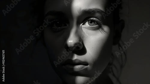 Wallpaper Mural Conceptual Mental Health Image of a Split Face with One Side in Shadow and the Other Illuminated Torontodigital.ca