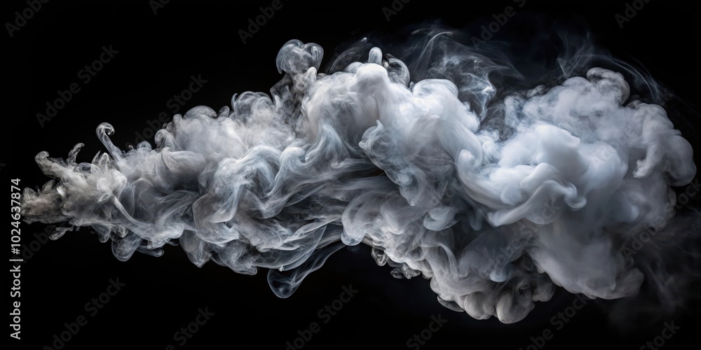 Abstract Smoke Design Whimsical and Ethereal Swirls of Gray Vapor Against a Dark Background Abstract Smoke Design Whimsical and Ethereal Swirls of Gray Vapor Against a Dark Background