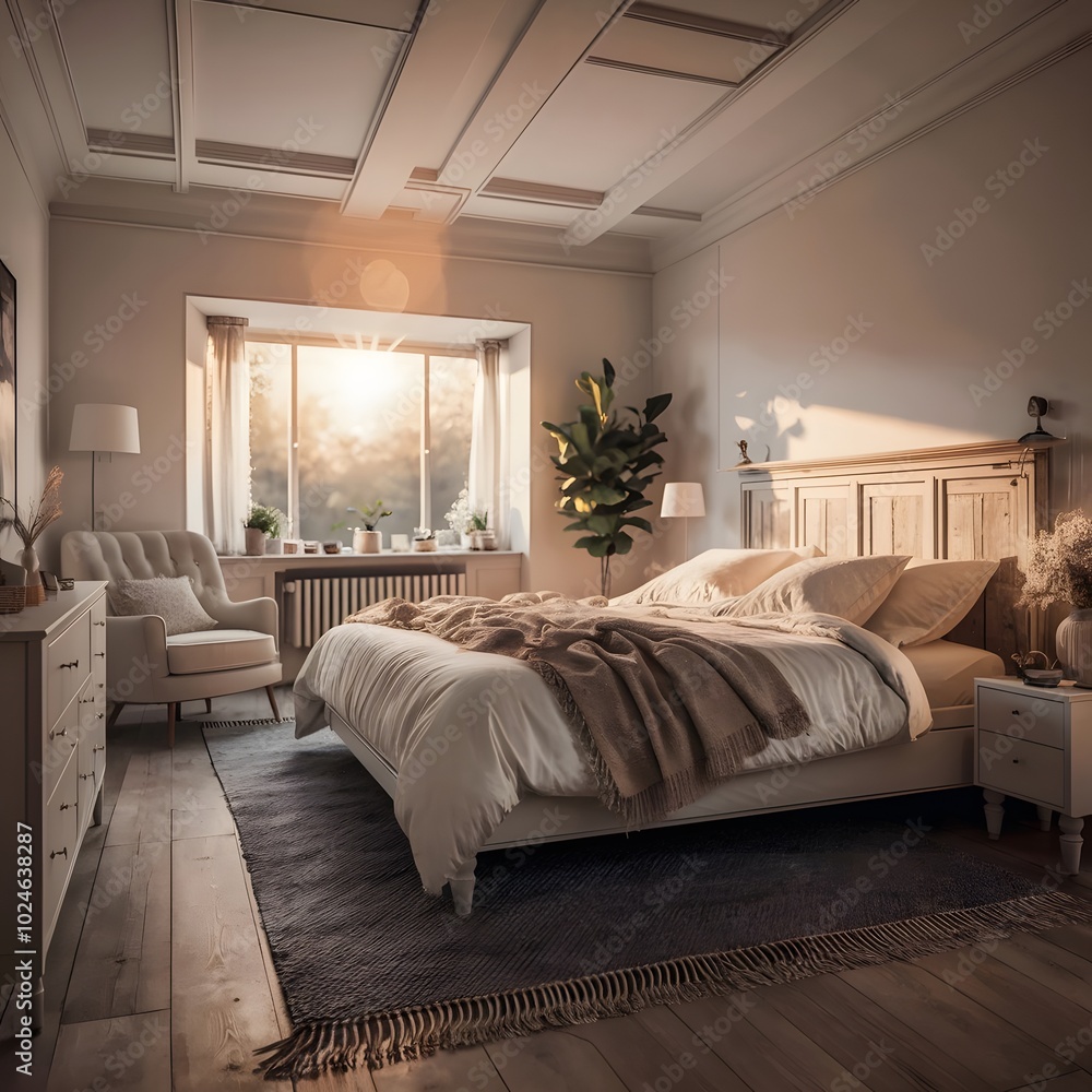 Fototapeta premium Cozy and modern bedroom