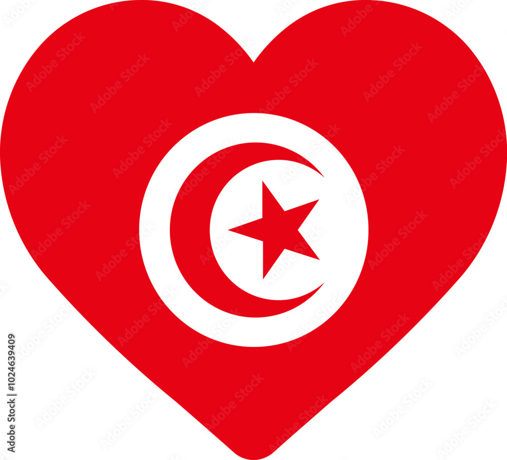 Fototapeta premium Heart Icon on Tunisia Flag