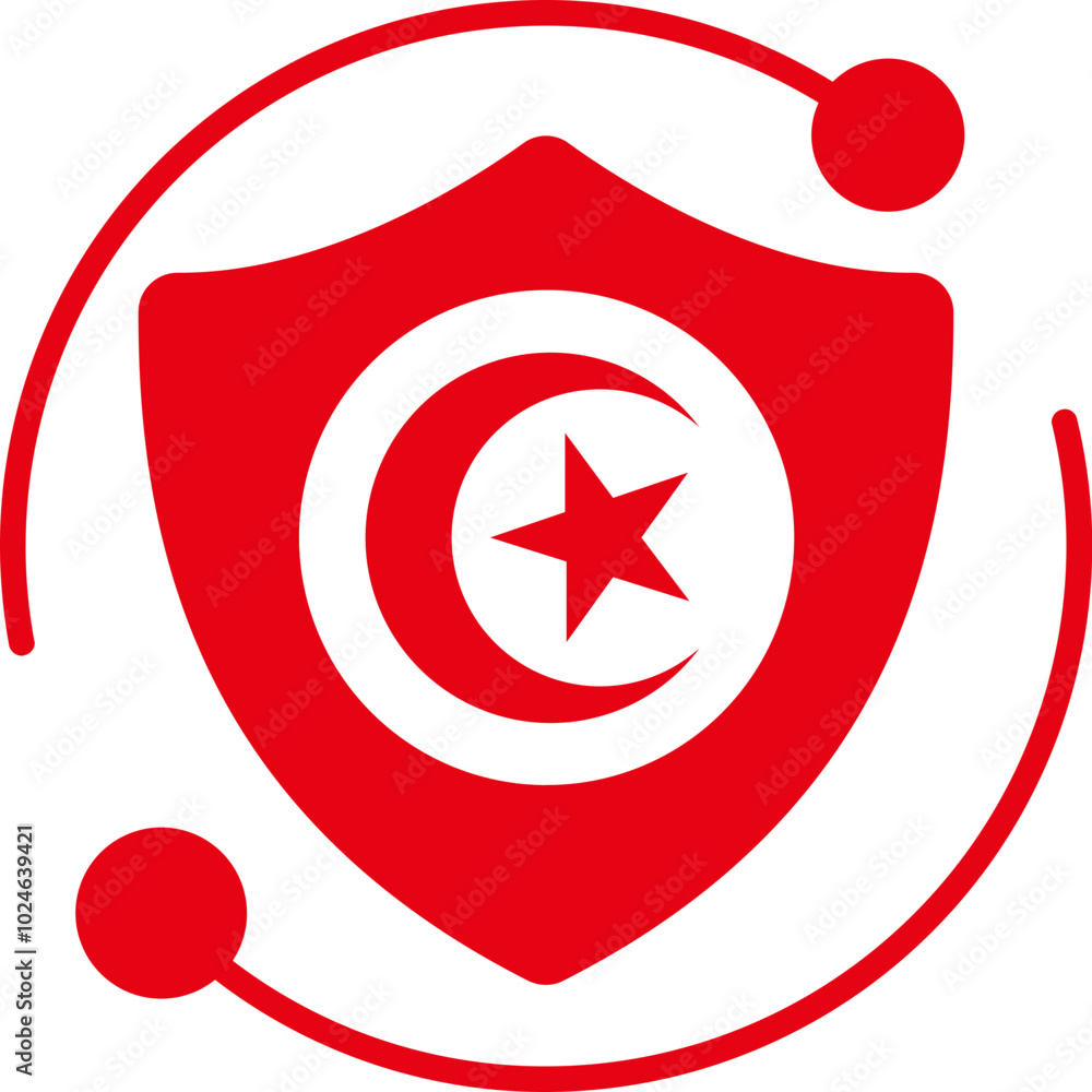 Security Icon in Tunisia Flag Security Icon in Tunisia Flag
