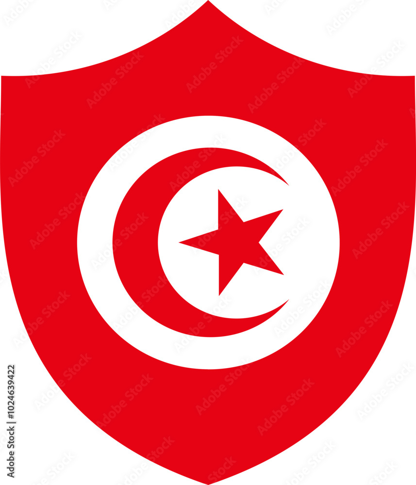 Shield Icon of Tunisia Flag Shield Icon of Tunisia Flag