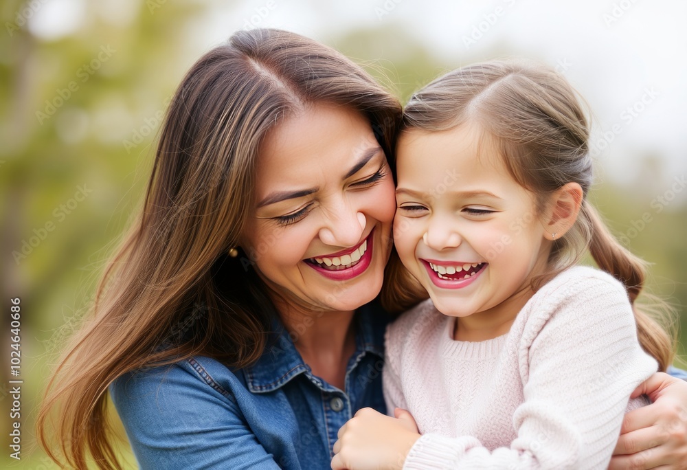 Love Laughter A close up on the mother and daughter's faces as t Love Laughter A close up on the mother and daughter's faces as t