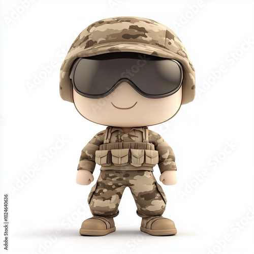 3D Mascot: Army military isolated on white background