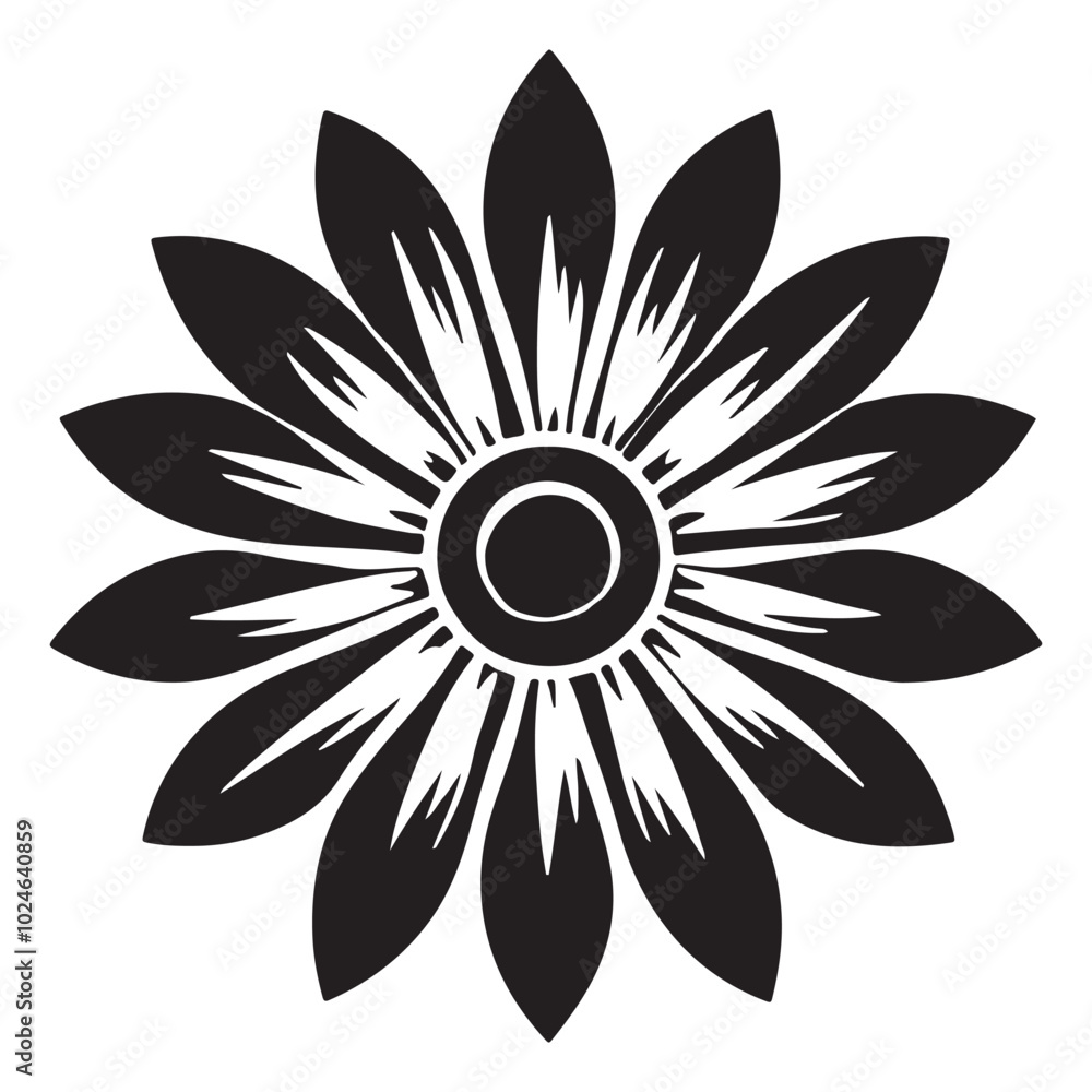 Black and white flower silhouette on white background, Vector illustration Black and white flower silhouette on white background, Vector illustration
