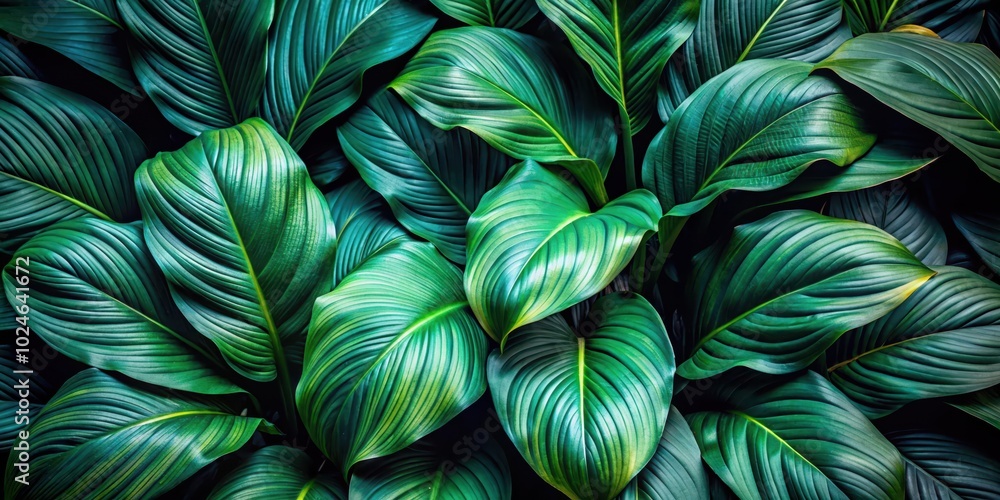 A Close-Up View of Lush Green Leaves With Prominent Veins and a Deep Green Hue A Close-Up View of Lush Green Leaves With Prominent Veins and a Deep Green Hue