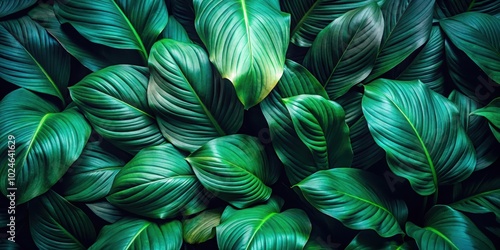 Wallpaper Mural A Lush Collection of Vibrant Green Leaves, Presenting a Close-Up View of Nature's Delicate Veins and Textures Torontodigital.ca