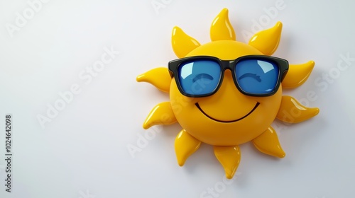 Cheerful Cartoon Sun with Sunglasses and Smile