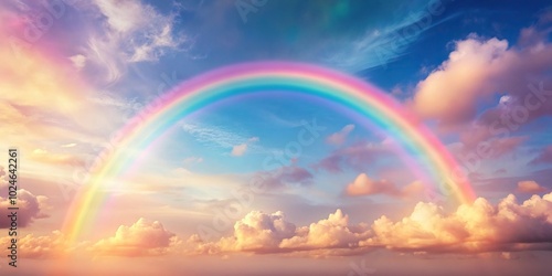 Soft pastel rainbow background with panoramic view