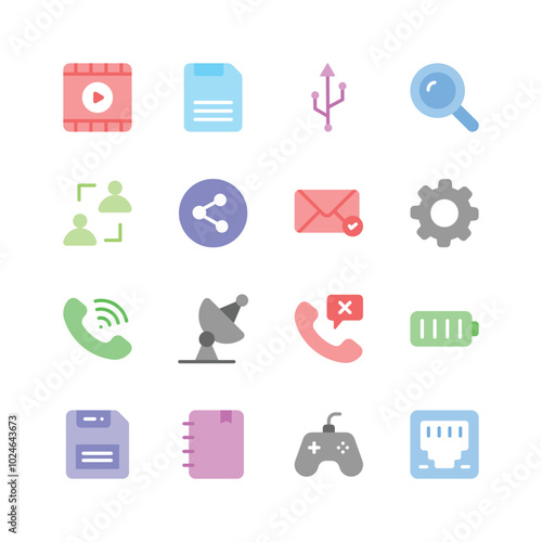 Pack of network and communication icons in editable style