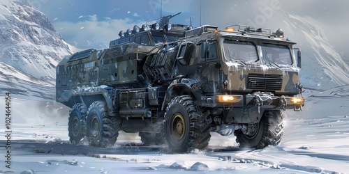 Military Convoy. Armoured vehicles in motion concept photo