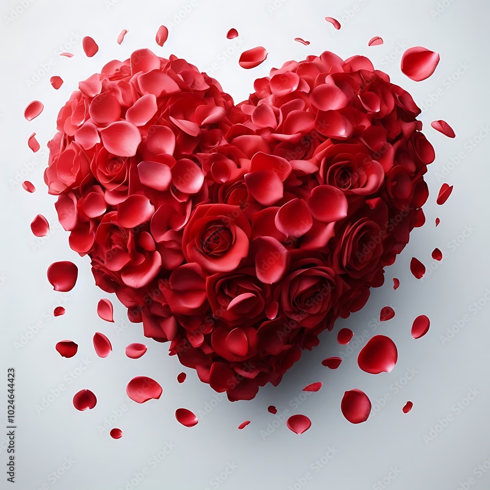 An Exquisite Heart Created from Red Rose Petals, Floating in Mid-air on a Clean White Background, Showcasing the Intricate Texture of Each Petal, While a Few Petals Drift Away for Dynamic Depth.
An Exquisite Heart Created from Red Rose Petals, Floating in Mid-air on a Clean White Background, Showcasing the Intricate Texture of Each Petal, While a Few Petals Drift Away for Dynamic Depth.