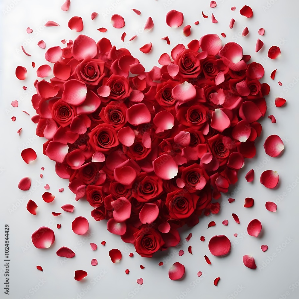 A Heart Formed from Vibrant Red Rose Petals, Suspended in Air Against a Minimalist White Background, Featuring Visible Texture on Each Petal, with a Few Petals Gracefully Drifting Away for Depth.
A Heart Formed from Vibrant Red Rose Petals, Suspended in Air Against a Minimalist White Background, Featuring Visible Texture on Each Petal, with a Few Petals Gracefully Drifting Away for Depth.