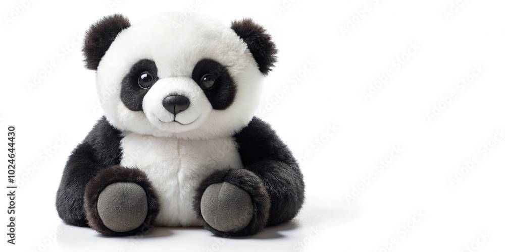 Soft toy panda with leading lines isolated on white background Soft toy panda with leading lines isolated on white background