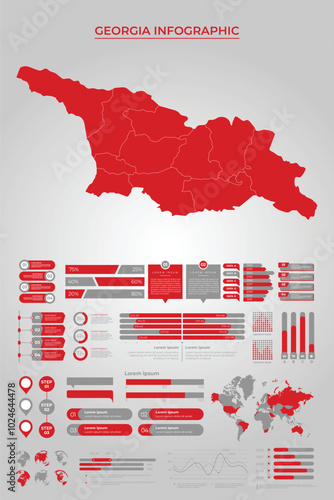 GEORGIA Map Template with Business Infographic Elements