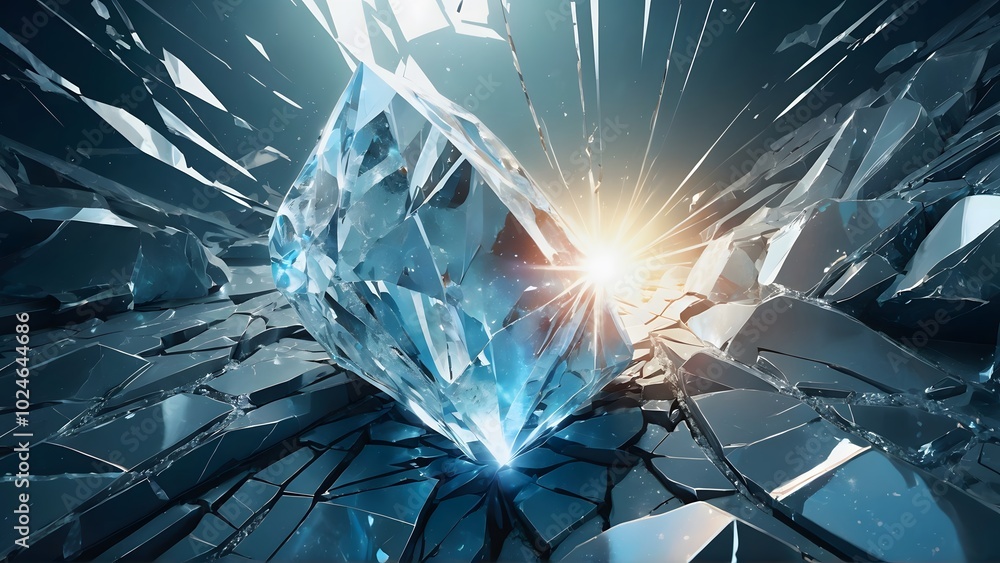 A shattered crystal with rays of light breaking through, representing the fragility of hope. AI-generated. A shattered crystal with rays of light breaking through, representing the fragility of hope. AI-generated.
