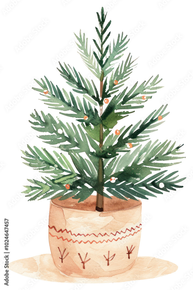 PNG Festive potted evergreen tree illustration PNG Festive potted evergreen tree illustration