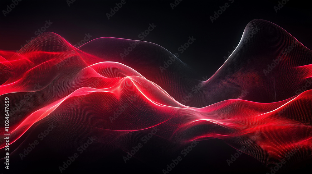 Fototapeta premium Abstract Red Light Waves in Motion on Black Background