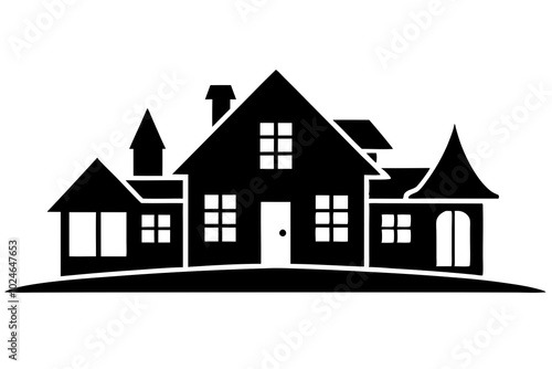 House | vector silhouette illustration on white background